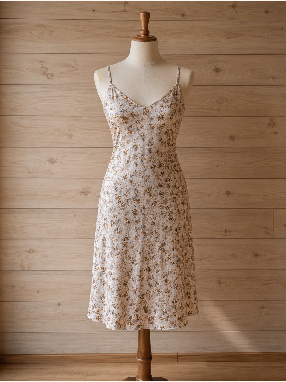 Victoria's Secret Satin Silky Cream Floral Slip Dress - Picture 2 of 11